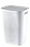 Curver Wäschebox Infinity mit Punktmuster 59l in weiß, Plastik, 35 x 25 x 10 cm