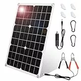 KWODE 18W 18V Solar Autobatterie Ladegerät 2-Port USB, Tragbares Solar Ladegerät, Flexible Solar-Erhaltungsladegerät IP67 mit Krokodilklemmen Adapter für Auto, Boot, Wohnmobil, LKW, Motorrad