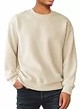 JMIERR Sweatshirt Herren Einfarbig Rundhals Langarm Winter Pullover Männer Sweatshirts Loose Fit,Aprikose XL