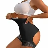 Bauchweg Unterhose Damen, Spitze Taille Miederhose Bauch Weg, Hohe Taille Miederslips Body Shaper, Body Shaper, Unterwäsche Bauchkontrolle (DE/NL/SE/PL, Alphanumerisch, XL, Regular, Regular, Schwarz)