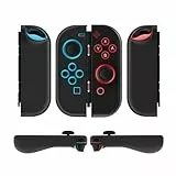 TNP Switch Joy Con Hülle für Nintendo Switch Joy Con Controller, Silikon Grip Skin Cover Case für Joycon Controller, Silikonhülle/Schutzhülle mit Joystick Kappen, Spielzubehör, 2er-set, Schwarz