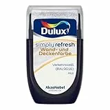Dulux Simply Refresh Wand- und Deckenfarbe – Verkehrsweiß RAL9016 – Tester 30 ml - Langlebige Innenfarbe zum Testen und schnellen Ausbessern