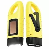 Simpeak 2-Stück LED Taschenlampe, Handkurbel Solar Karabiner Taschenlampe für Camping Outdoor Klettern Wandern - Gelb