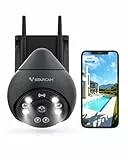 VSTARCAM 4MP überwachungskamera aussen, 2,5K UHD, Farbe Nachtsicht, Rot-Blau Blinklicht,110dB Sirenenalarm, PTZ 360° Kamera, Zwei-Wege-Audio, AI-Erkennung, IP66 wetterfest, 24/7-Aufzeichnung
