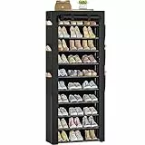 OYREL Schuhregal 11 Ebenen, Große Schuhschrank Hoch für 36-41 Paare Schuhe, Schuhaufbewahrung mit staubdichter Abdeckung, Schuh-Organizer Metallgestell, Schwarz, für Kleiderschrank, Wohnzimmer