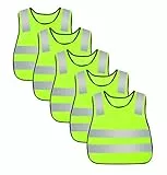 AIEOE 5 Stück Kinder Sicherheitsweste Hohe Sichtbarkeit Reflektierende Westen Warnwesten mit elastischen Bändern für Laufen Radfahren Joggen