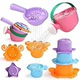 Badewannenspielzeug,Badespielzeug ab 1 Jahre,Spielzeug ab 1 Jahr con 1 Kleine Gießkanne 1 Löffelund 3 Stapelbecher Badespielzeug Baby ab 1 Jahr Spielzeug 1 2 3 Jahre Mädchen Junge Wasserspielzeug 5St.