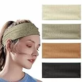 Flintronic 4PCS Sports Damen Stirnband, Stirnbänder für Damenhaar, Baumwollstretch Schweißband Mischfarben, Wicking Stretchy Stirnband für Frauen Sport/Yoga/Laufen/Fitness
