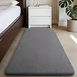 Homaxy Moderner Teppich Schlafzimmer 80x150 cm Kuscheliger Flauschig Weich waschbar Teppiche Anti-Rutsch Unterseite Kurzflor Matte fürs Flur, Kinderzimmer, Wohnzimmer, Dunkelgrau
