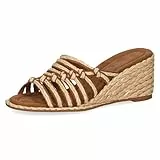CAPRICE Damen Sandalen mit Absatz Wedge Vegan, Braun (Bast), 38 EU