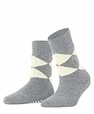 Burlington Stoppersocken Cosy Argyle W Hp Wolle rutschhemmende Noppen 1 Paar, Grau Grey Melange 3107, 36-41