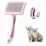 Vinabo Selbstreinigende Haustierbürste, Bürste für langes und kurzes Haar, für Hunde, Katzen, beseitigt effektiv Tomentose unter der Unterwolle und Verfilzungen, Rosa