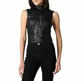 The Drop Damen Skye Metallic Cropped-Weste, Schwarze Folie, XL