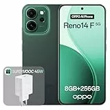 OPPO Reno14 F 5G 8+256GB, AI Android Smartphone (Freigeschaltet), 6,57' 120Hz AMOLED Display, 50+32MP AI Kamera, 6000mAh Akku, IP69 Wasserschutz, Luminous Green (inkl. 45W SUPERVOOC Ladegerät)