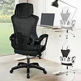 ALFORDSON Mesh Bürostuhl Chefsessel Schreibtischstuhl Ergonomischer,Hochlehner Großflächiger Lendenstütze,Besprechungsstuhl,Höhenverstellung,Drehstuhl Neigungswinkel 90°-150°,180 kg belastbar,Schwarz