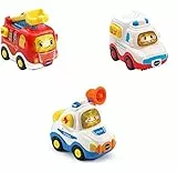 Vtech 80-242104 TUT TUT Baby Flitzer - 3er Set Einsatzfahrzeuge (Feuerwehrauto, Rettungswagen, Polizei), Babyautos, Mehrfarbig