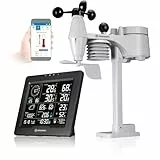 Bresser WLAN Wetterstation 8-in-1 mit Außensensor, WBGT-Hitzestress-Index, UV, Regen, Wind, Licht, WLAN, App-Steuerung, Raumklima, Wecker, Frostwarnung, schwarz
