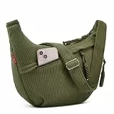 Jiliyote Crossbody Bag Damen Umhängetasche cord Tasche,Halbmond Tasche mit verstellbare Schultergurt und Reißverschluss für Reisen und Uni (Grün)