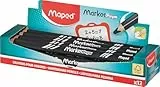 Maped - 12 schwarze Buntstifte für Schiefer, Marker'Peps Wood – Jumbo-Bleistifte, dreieckiger Schaft – Fettmine, FSC-Holz – trocken abwischbar – Schwarz