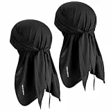 YANIKY Bandana Herren - Atmungsaktiv Kopftuch Sommer Durag, Face Kopf-&Nackenschutz Bandana Cap Damen Multifunktionstuch 3 in 1 Elastisch Halstuch Sport Kopftuch (Schwarz+Schwarz)