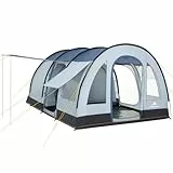 CampFeuer Zelt TunnelX für 4 Personen | Grau/Blau | Tunnelzelt mit 3 Eingängen, 5000 mm Wassersäule | Vernähte Bodenplane, Moskitonetz, Sichtschutz | Gruppenzelt, Campingzelt, Familienzelt