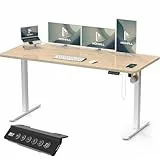Homall Höhenverstellbarer Schreibtisch mit USB-Buchse 160x70 cm, Computer Stehschreibtisch, Ergonomischer Homeoffice-Tisch (160x70cm, Beige)