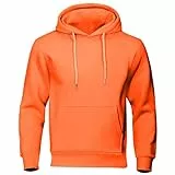 Jamicy Hoodie Herren Sweatshirt mit Kapuze Casual Pullover Hoody Männer Einfarbig Kapuzenpullover Baumwolle Oberteil Frühling und Herbst Longsleeve Regular Fit Angebote Orange L