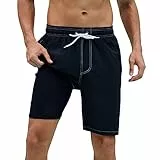 Arcweg Badehose für Herren Badeshorts mit Kompression 2 in 1 Schnelltrocknende Strandshorts Männer Elastisch Surf Shorts mit Reißverschlusstaschen XS-2XL Schwarz XL（EU