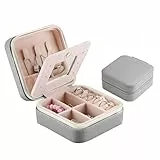 Aucuu Schmuckkasten, Schmuckkästchen Klein Reise für Damen Mädchen, Reiseschmuckaufbewahrung mit Spiegel, Schmuckschatulle,Schmuck-Organizer, Schmuckbox, Jewelry Box, Schmuckaufbewahrung