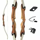 62 Zoll Bogenschießen Recurve Bogen Set für Erwachsene und Anfänger, Holz Takedown Recurve Bogen für Outdoor, Jagd und Praxis, Rechte Hand, 26/30/34/17.2 kg (13.6 kg)