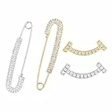4 Stück Brosche Damen, Fein Brosche Ausschnitt Verkleinern, Elegante Broschen & Anstecknadeln für Damen, Sicherheitsnadel für Hemden, Kleider, Schals und Mützen