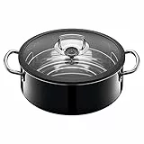 Silit ecompact Dampfgarer, Bräter Induktion 28 cm, mit Glasdeckel, 6l, Garthermometer, Garblech, Silargan Funktionskeramik, schwarz
