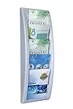 Fast Paper Quick Fit Prospekt-Wandhalter (5 x DIN A5 Fächer, B 227 x T 95 x 650 mm), farbe aluminium