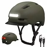 KINGLEAD Fahrradhelm, 5 Lichtmodi USB-aufladbar fahrradhelm mit licht vorne und hinten für Damen und Herren ，Leichter Fahrradhelm Erwachsene für Scooter ，e-Bike &rennrad