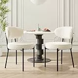 COLAMY Esszimmerstühle 2er Set mit 10 cm Sitzpolster – Moderne Polsterstühle aus kuscheligem Teddy-Stoff, mit robustem Metallgestell – Für Küche & Wohnbereich, Weiß