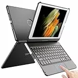 TQQ Tastatur Hülle für iPad 10.2 Zoll (7., 8. und 9. Generation) mit Präzisions-Trackpad, Notebook-ähnlicher Tastatur mit 10-Farbige Hintergrundbeleuchtung, 360° Drehbar, Deutsches QWERTZ-Layout