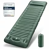 Isomatte Camping, 12CM Ultradicke Camping Luftmatratze mit Fußpumpe, Aufblasbare Matratze Kleines Packmaß, Ultraleichte Wasserdicht Outdoor Campingmatte Schlafmatte für Wandern, Zelt - Armeegrün