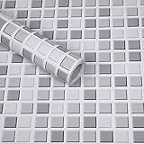 Hode Fliesenaufkleber Mosaik 60x500cm Grau Fliesenfolie Selbstklebend Tapeten Wasserfeste Dekorationsfolie für Badezimmer Küchenwände Mosaikfolie
