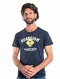 ROADSIGN australia Herren T-Shirt mit Logo-Aufdruck und Rundhalsausschnitt, 100% Baumwolle Navy, M