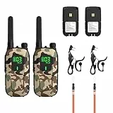 Radioddity PR-T3 Walkie Talkie für Kinder 16 Kanäle PMR446 Funkgerät für 3-12 Jahre Kinder VOX mit Taschenlampe 4KM Reichweite für Abenteuer, Outdoor, Camping, 2 Stücke