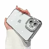 Fycyko Schutzhülle für iPhone 11, mit Glitzer-Diamant-Kameraschutz, glitzernd, transparent, niedlich, stoßfest, glitzernde Linse, für iPhone 11 (6,1 Zoll), Silber