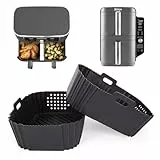 Silikonform Heißluftfritteuse Zubehör für Ninja Double Stack XL 9.5L Air Fryer SL400EU, 2 Stück Airfryer Silikon Einsatz für Ninja Foodi MAX Dual Zone AF400EU, Auflaufform Airfryer GADITIEK