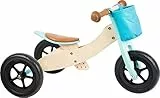 small foot Laufrad-Trike Maxi 2 in 1 Türkis aus Holz, Drei- und Laufrad, verstellbarer Sitz und gummierte Reifen, 11609