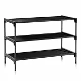 LINKINNO Schuhregal mit 3 Ebenen, Stapelbar Schuhregal aus Metall für 9 Paar Schuhe für Wohnzimmer, Flur, Schlafzimmer (60 x 30 x 45 cm, Schwarz)