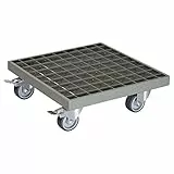 Wagner Pflanzenroller Industrial Style 29 x 29 x 9,5 cm I Blumenroller für Innenbereich + Außenbereich I Kübelroller aus beschichtetem Stahl Gitterrost, grau I Tragkraft 200 kg - 20701601