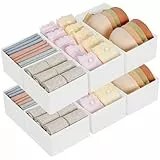 DIMJ Schubladen Ordnungssystem Schubladen Organizer, Faltbare Aufbewahrungsbox Stoff, Schubladeneinsätze für Kleiderschränke, Kleiderschrank Organizer für Hosen, Kleidung, 8er Set, Weiß