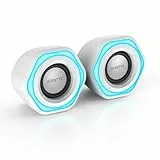 HEANTTV Computer-Lautsprecher, Mini-Lautsprecher mit Stereo USB Powered 3.5mm AUX-in Portable Lautsprecher für PC, Laptop, Notebook, Desktop (Weiß) (USB+3.5MM)