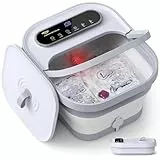 ALLJOY Fußbad mit Heizung Blase, Faltbares Fußbadewanne Fußsprudelbad mit 24 Temp-Stufen (35-48°C), 6 Massagerollen, Rotlicht, Fußmassagegerät zur Entspannung & Wellness Geschenk, bis Gr. 45