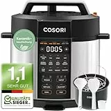 COSORI Schnellkochtopf, Keramikbeschichtung, 9-in-1, Multikocher mit 14 Funktionen, Pressure Cooker 5,7 L, Reiskocher, Dampfgarer, Joghurtbereiter, Slow cooker und Sous Vide, Rezeptbuch, Edelstahl