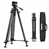 SMALLRIG 73''/186cm Heavy-Duty Videostativ aus Aluminiumlegierung, Max. Tragkraft 8kg (18 lbs), Gewicht des Kompakten Reisestativs 3,1kg (6,8 lbs), Höhe Zusammengeklappt 88cm, AD-14 Stativ – 5440